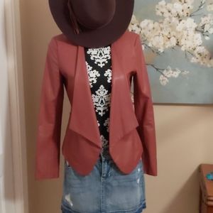 Jealous Tomato Faux Leather Drape Front Jacket S